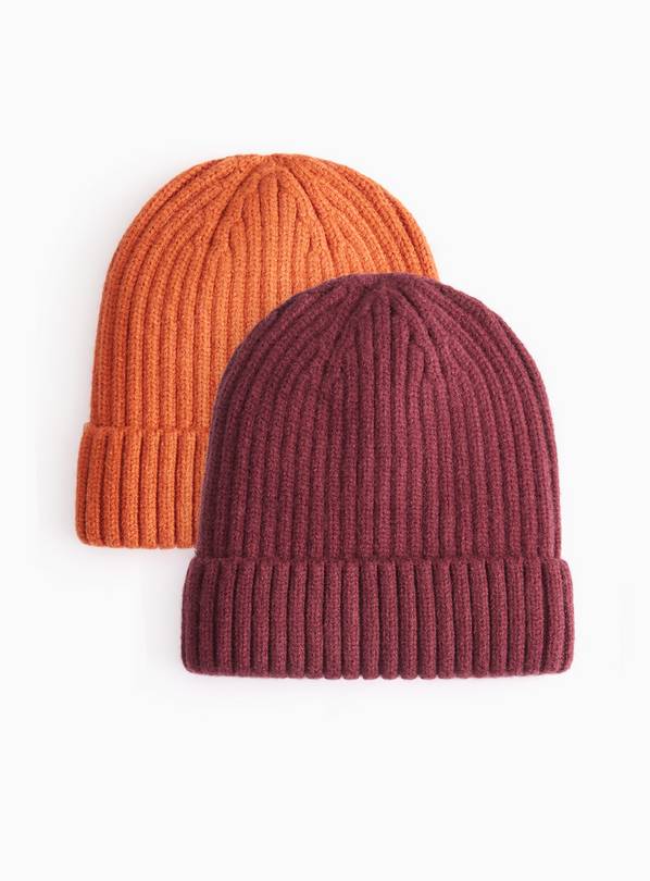 Rust and Burgundy Beanie 2 Pack  10-13 years